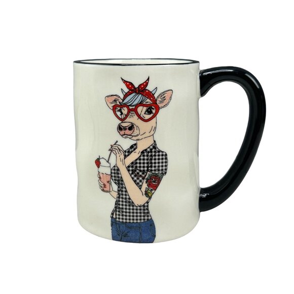 Fun Animal Print Hipster Cow Coffee Mug - Signature Housewares - 12 Oz - Picture 3 of 6